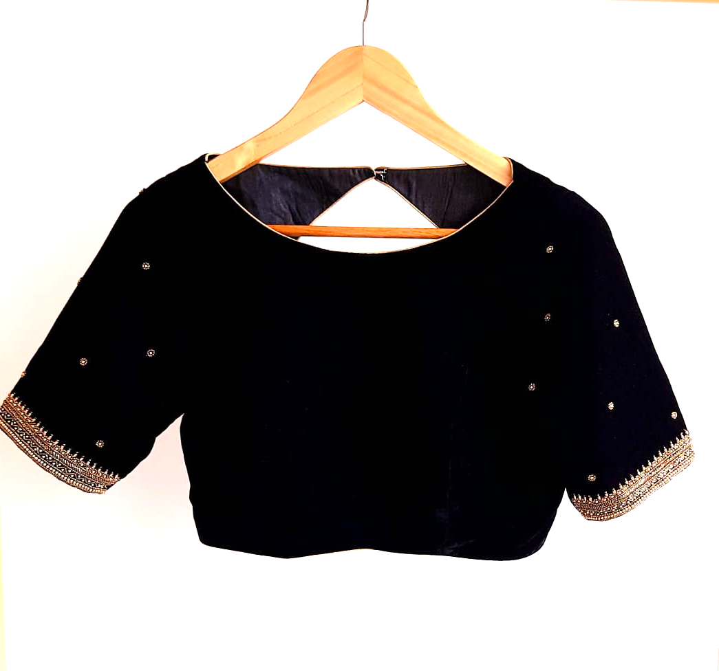 Black velvet blouse 2024 designs
